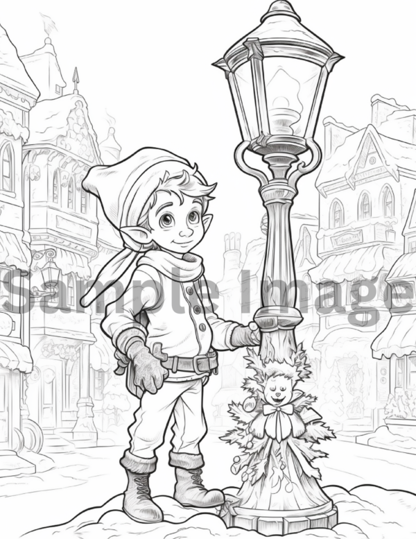 Festive Elf Yuletide Journey coloring book