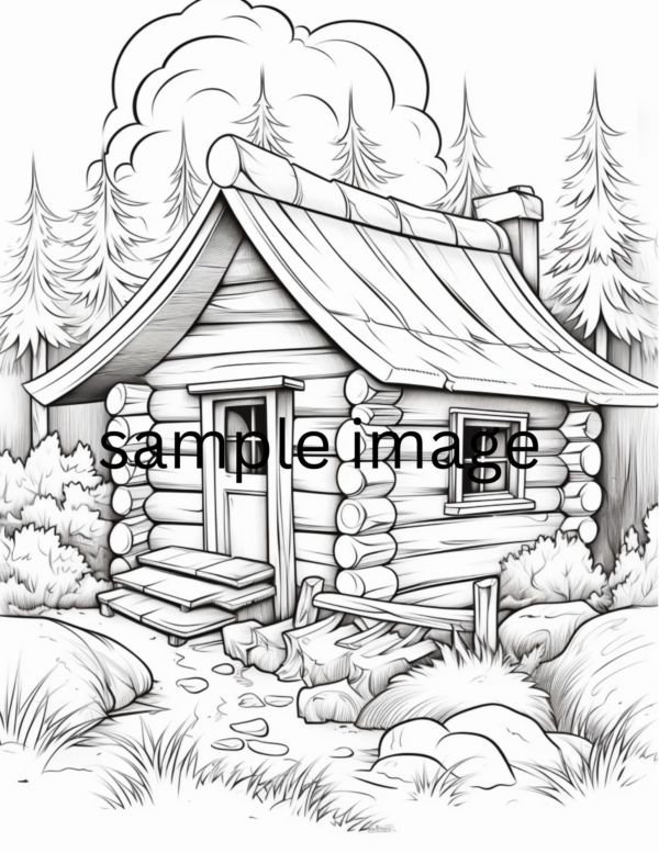 Cozy Cabins Coloring Book