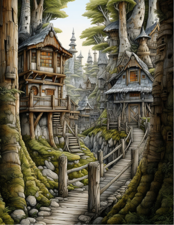 FairyTale Villages Coloring Book -( 44 Pages) - Image 2