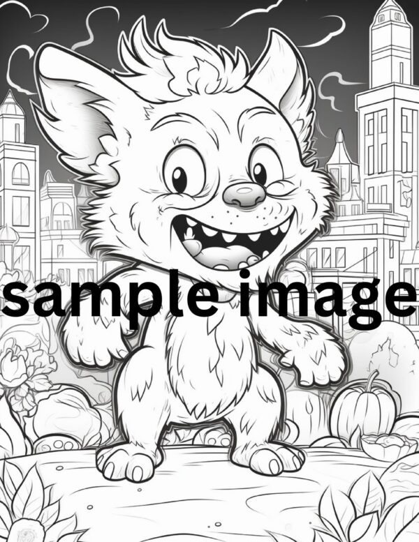 Werewolf Printable Coloring Book-(12 Pages) - Image 2